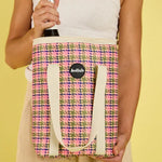 Load image into Gallery viewer, Kollab Wine Cooler Bag Pink Houndstooth