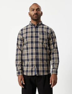 Mr Simple Oxford Long Sleeved Check Navy Plaid
