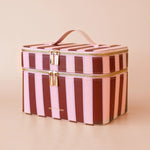 Load image into Gallery viewer, Fox & Fallow Burgundy Stripe Vanity Case - 'the Classic'