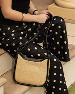 Load image into Gallery viewer, Louenhide Clare Shoulder Bag - Raffia Black