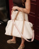 Load image into Gallery viewer, Louenhide Alexis Stripe Weekender Travel Bag - Vanilla