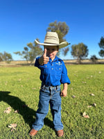 Load image into Gallery viewer, Back O Bourke Kids Work Shirt - Cobalt