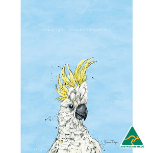 Brad The Sulphur-crested Cockatoo Tea Towel