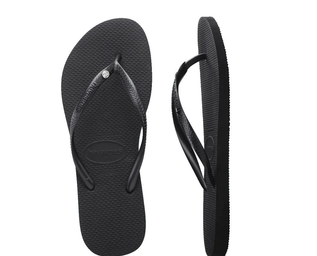 Havaianas Slim Crystal Black Thongs: Lightweight Comfort for Everyday Wear