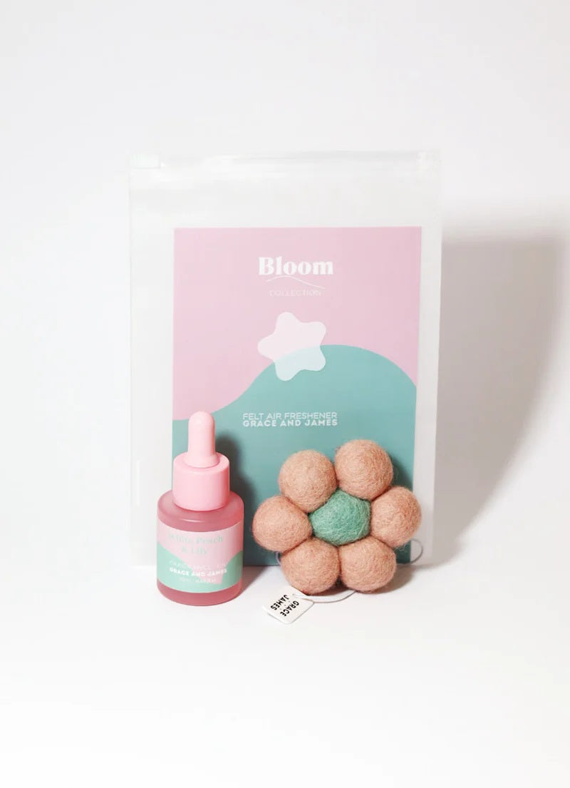 Grace & James Bloom Collection - White Peach & Lily Felt Air Freshener