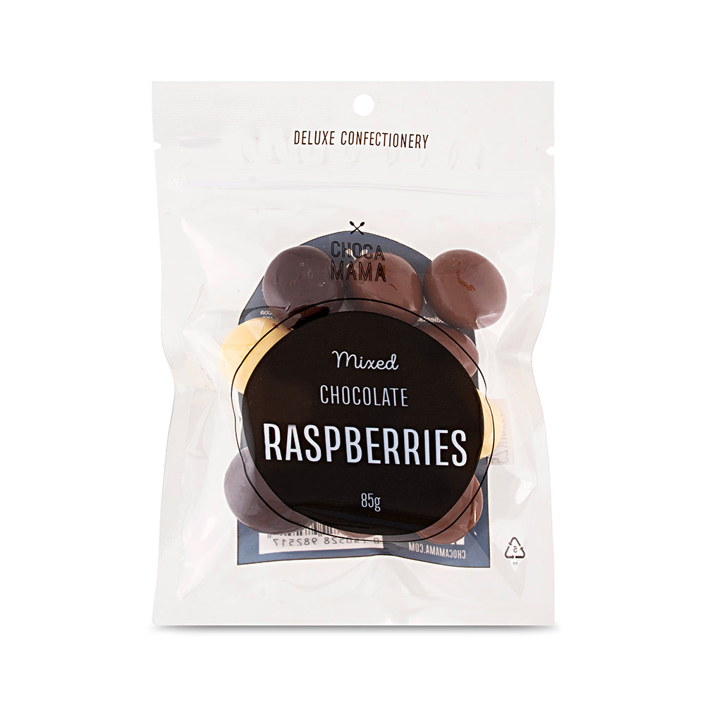 Chocamama Mixed Choc Raspberries Mini Bag 85g