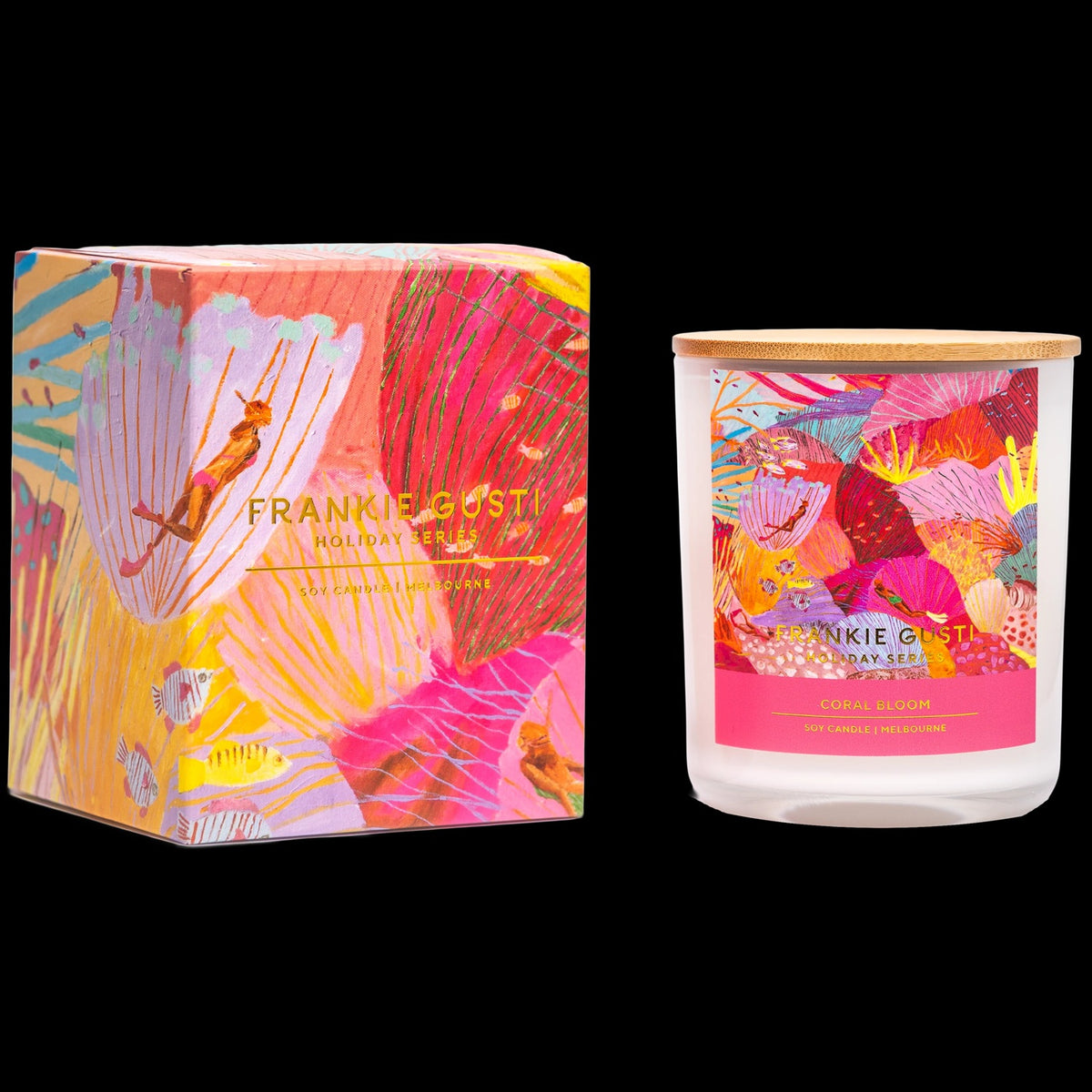 Frankie Gusti Holiday Series Candle - Coral Bloom
