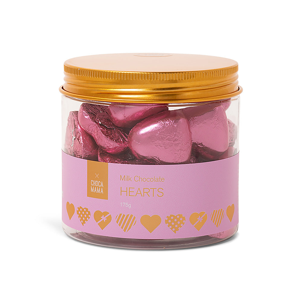 Chocamama Foiled Hearts Tub 175g Pink Label