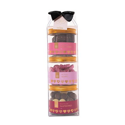 Chocamama Feel The Love Tall Gift Pack 3 (honeycomb/foiled Milk Hearts/mixed Choc Rasp) 525g