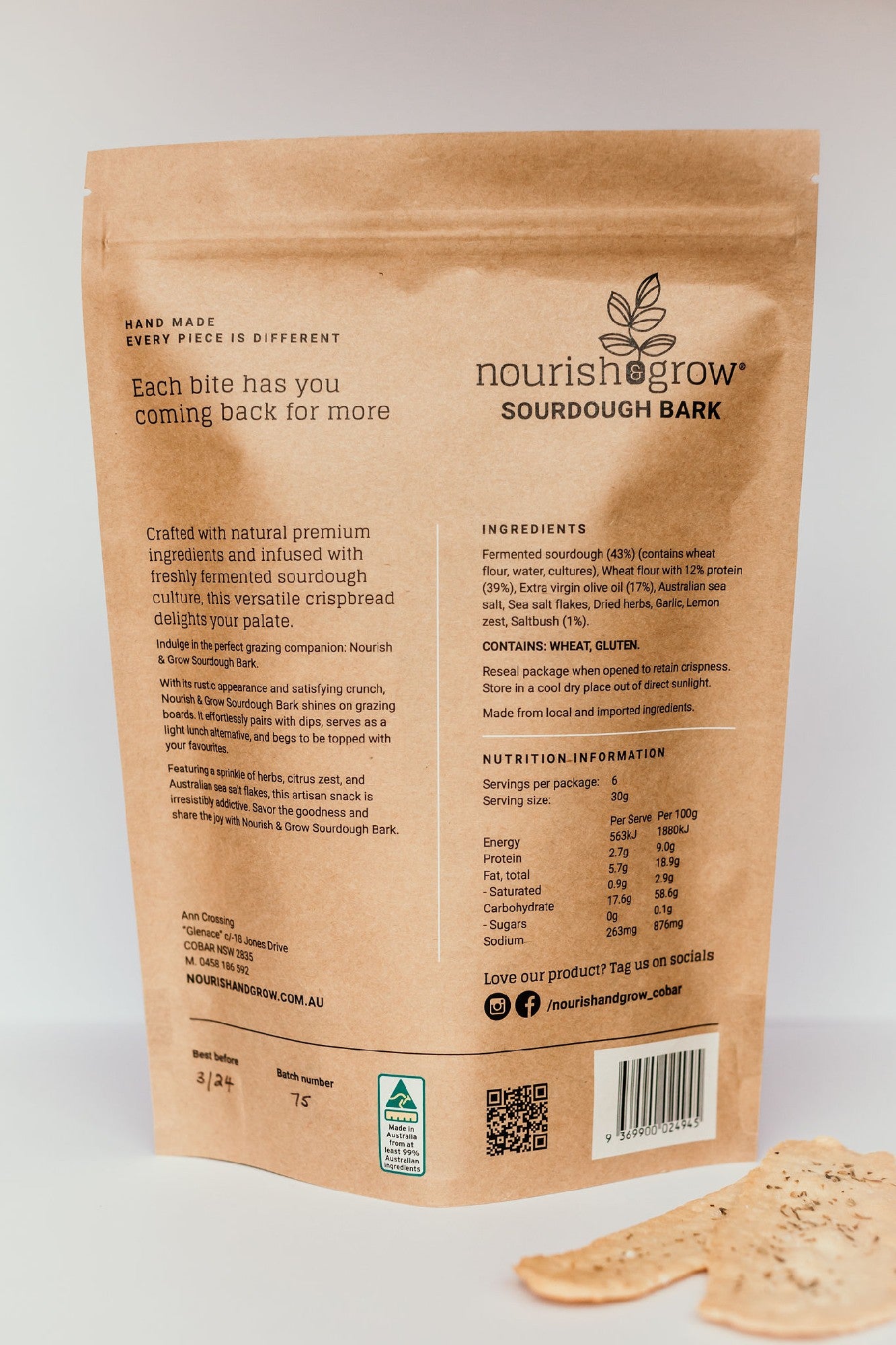Nourish & Grow Sourdough Bark