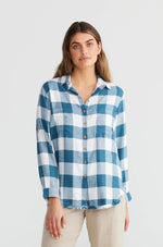 Load image into Gallery viewer, The Shanty Corp Nina Shirt Blue Steel Check *sale*
