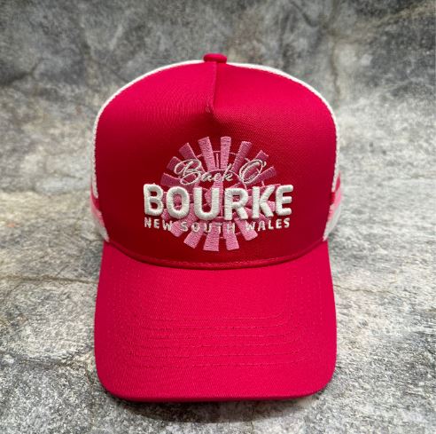 Trucker Cap Bourke Nsw - Magenta/white W Embroidered Logo