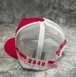 Load image into Gallery viewer, Trucker Cap Bourke Nsw - Magenta/white W Embroidered Logo
