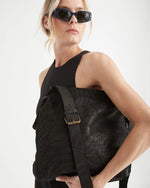 Load image into Gallery viewer, Juju &amp; Co Perforated Leather Slouchy - Black
