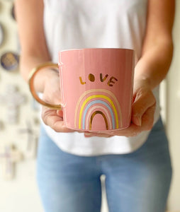 Carla Dinnage Pink Rainbow Love Mug