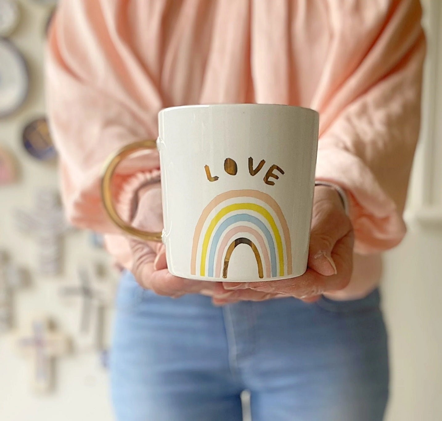 Carla Dinnage White Rainbow Love Mug