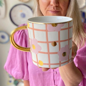 Carla Dinnage Pink Tartan & Bloom Mug