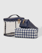 Load image into Gallery viewer, Louenhide Jimmy Cosmetic Bag Set Navy Gingham
