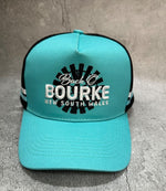 Load image into Gallery viewer, Trucker Cap Bourke Nsw - Teal/black Embroidered Logo
