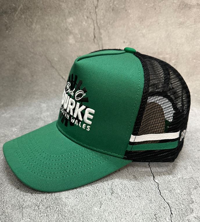 Trucker Cap Bourke Nsw - Dark Green/black Embroidered Logo