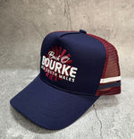 Load image into Gallery viewer, Trucker Cap Bourke Nsw - Navy/maroon Embroidered Logo
