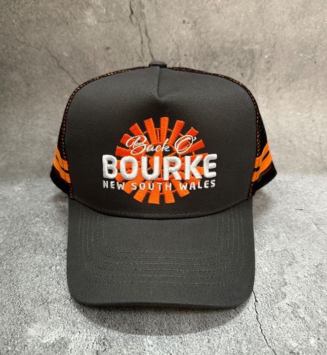 Trucker Cap Bourke Nsw - Orange/charcoal Embroidered Logo