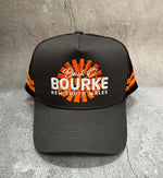 Load image into Gallery viewer, Trucker Cap Bourke Nsw - Orange/charcoal Embroidered Logo
