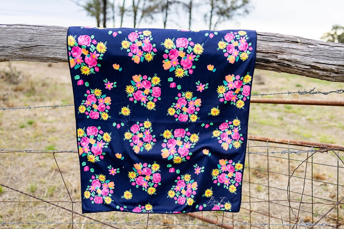 Bec Fing Designs Microfibre Towel - Navy Floral