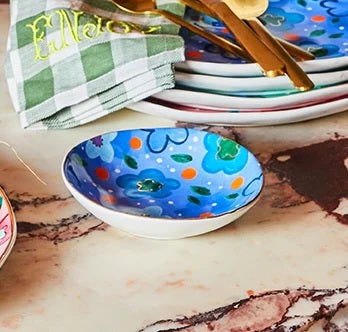Carla Dinnage Foxy Flower Blue Trinket Bowl