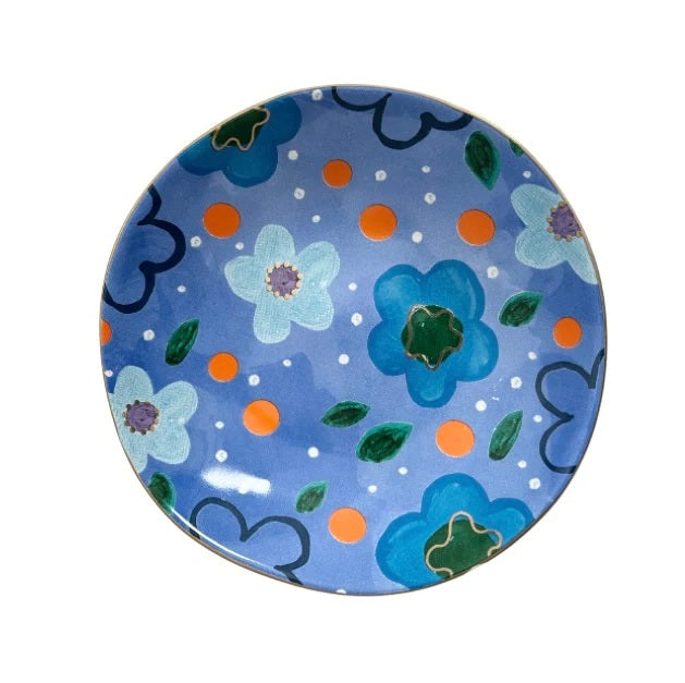 Carla Dinnage Foxy Flower Blue Trinket Bowl
