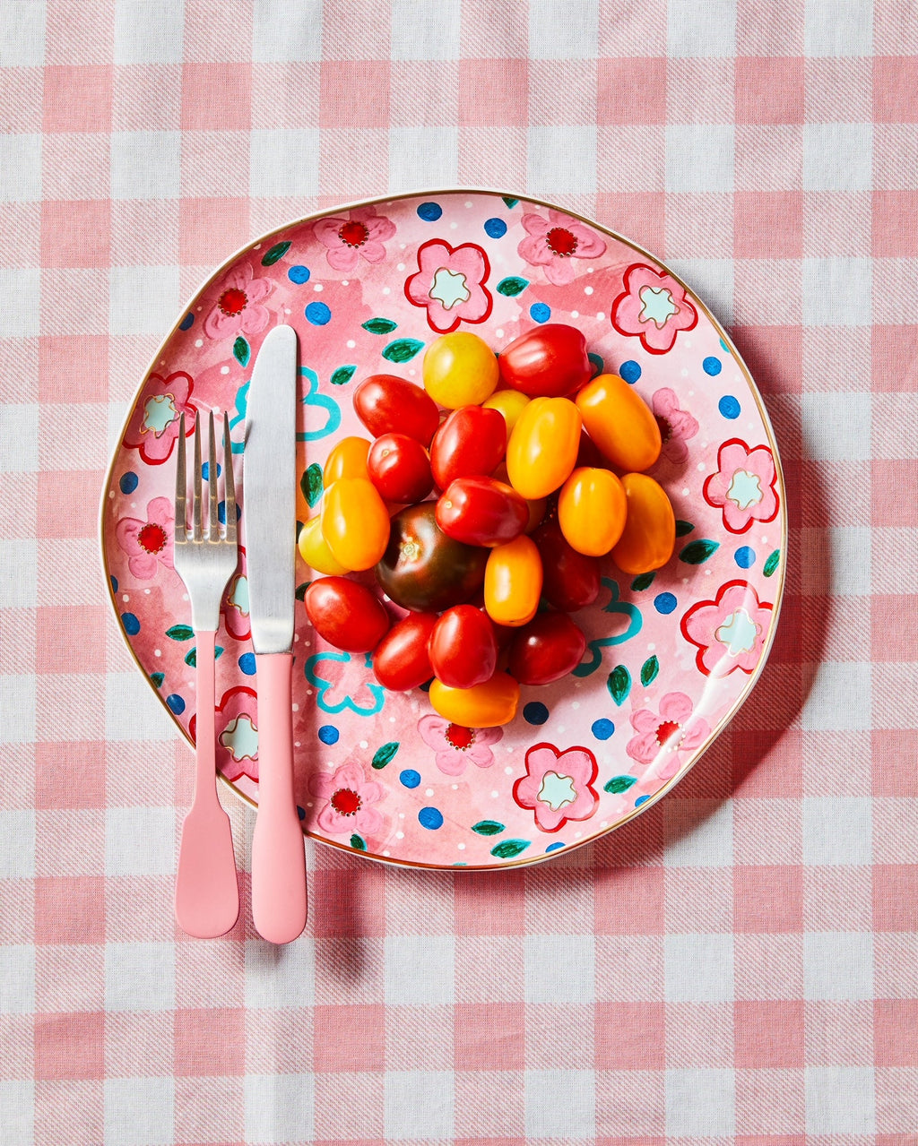 Carla Dinnage Foxy Flower Pink Plate Set 4