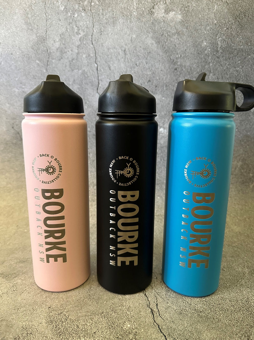Bourke Bottle 650ml S/steel With Finger Loop [clr:black]