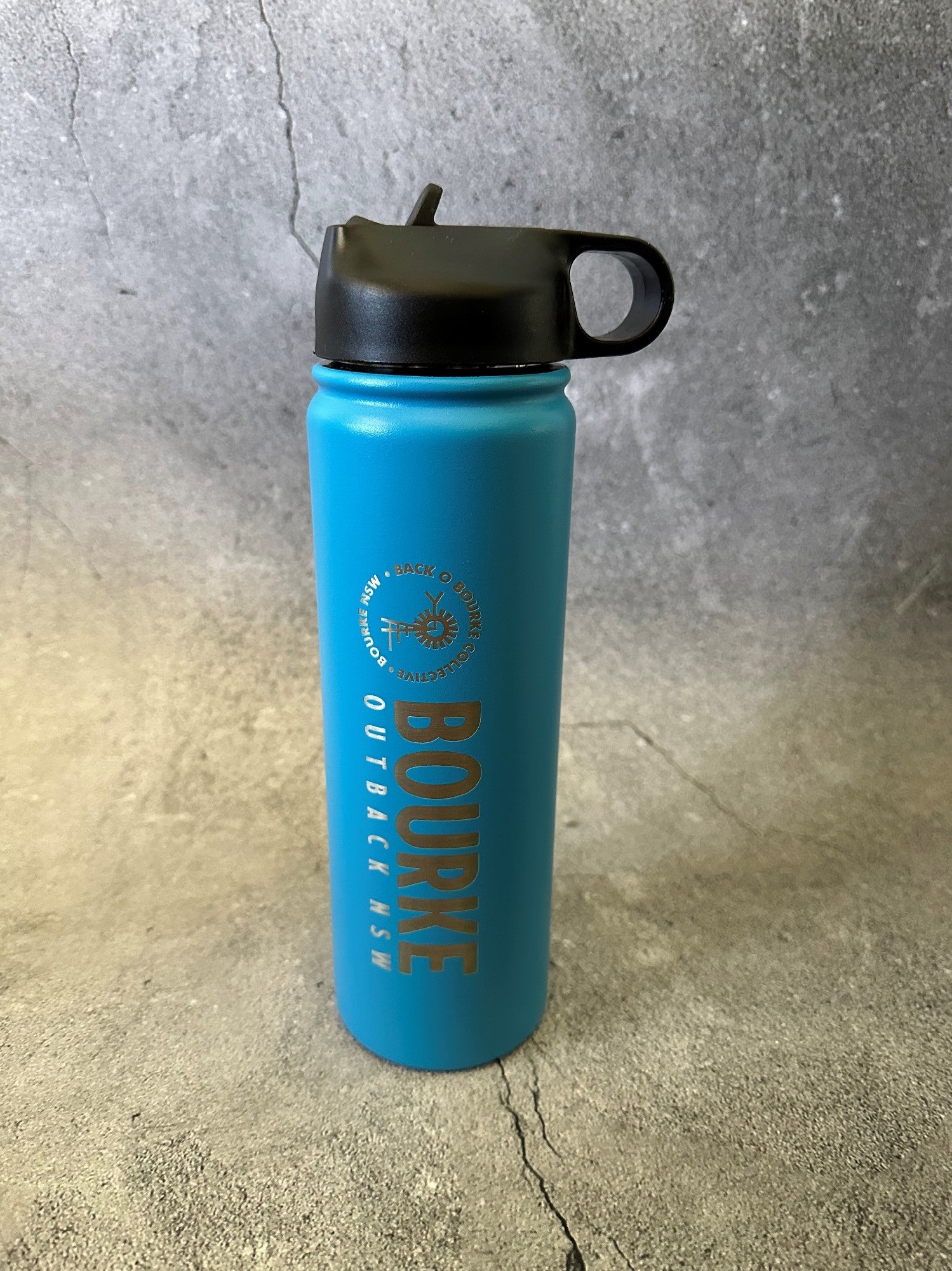Bourke Bottle 650ml S/steel With Finger Loop Aqua [clr:aqua]
