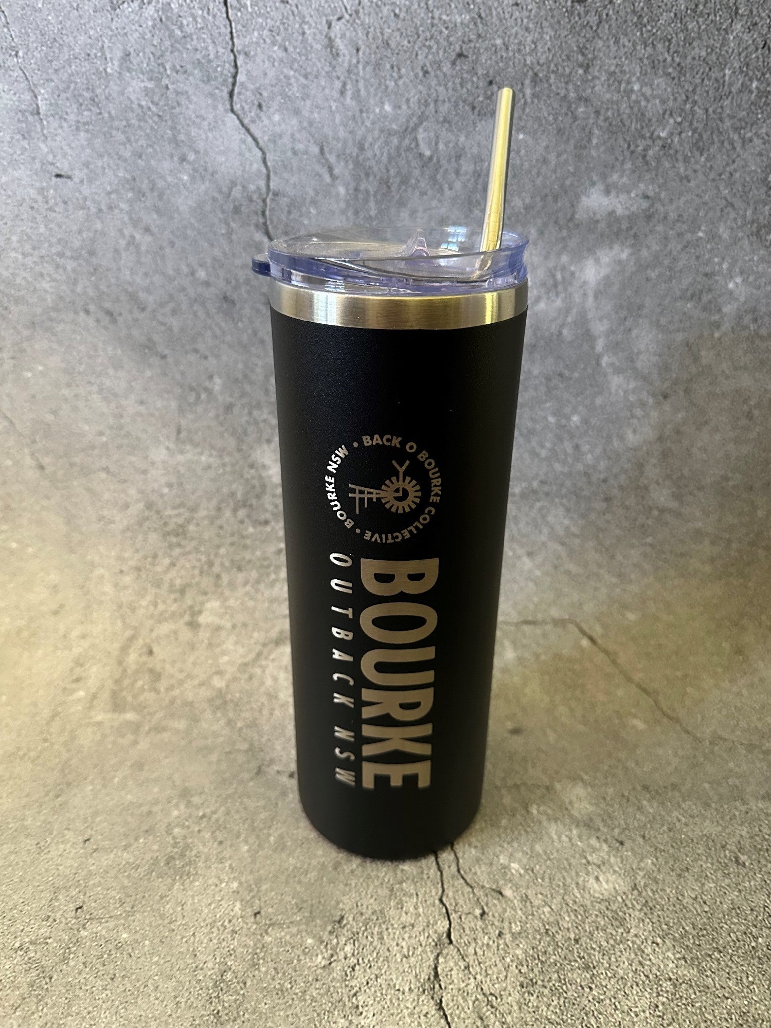 Bourke Skinny Sipper With Straw 600ml S/steel [clr:black]
