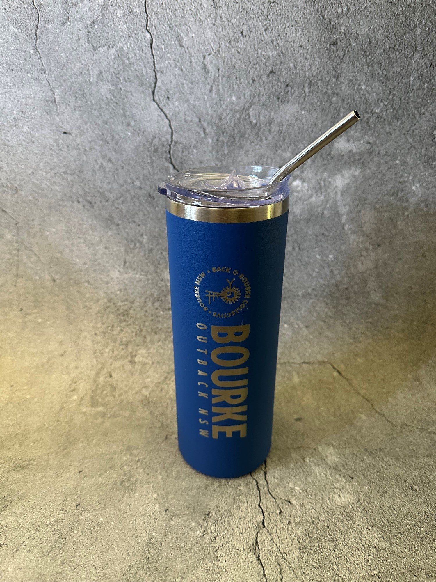 Bourke Skinny Sipper With Straw 600ml S/steel [clr:navy]
