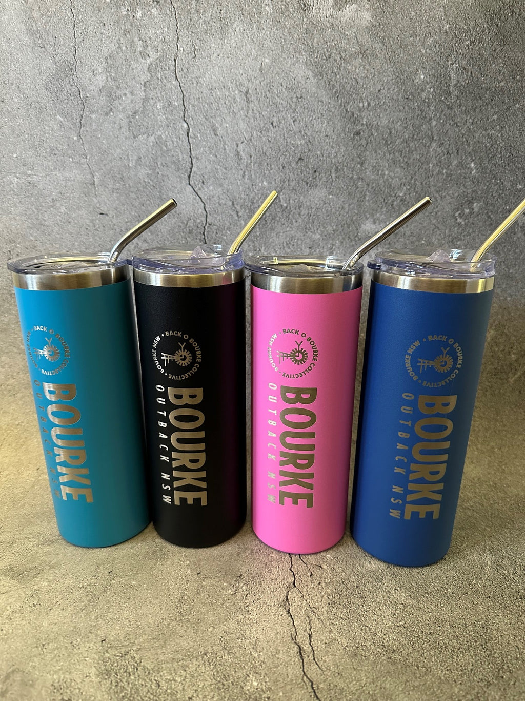 Bourke Skinny Sipper With Straw 600ml S/steel [clr:aqua]