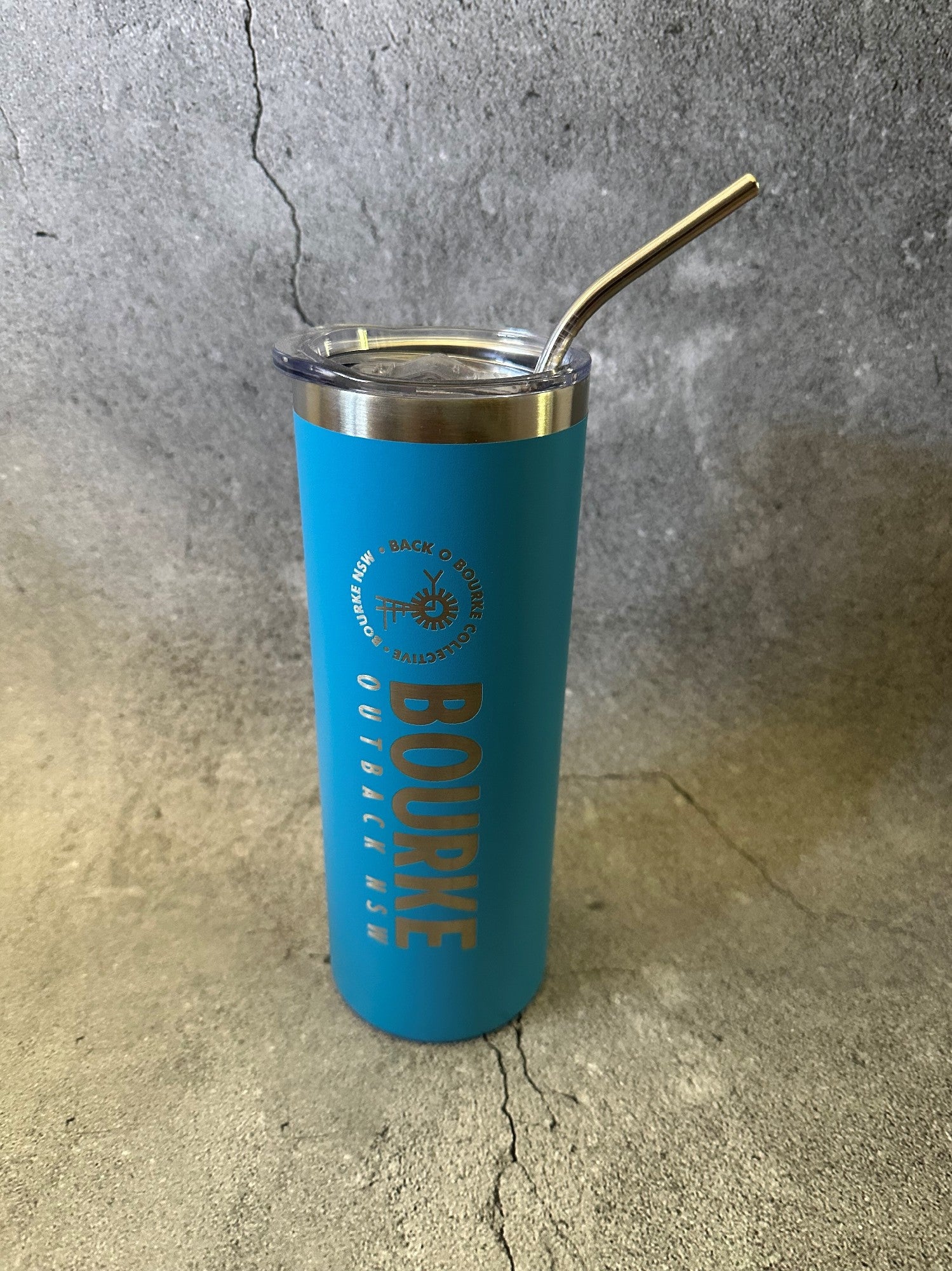 Bourke Skinny Sipper With Straw 600ml S/steel [clr:aqua]