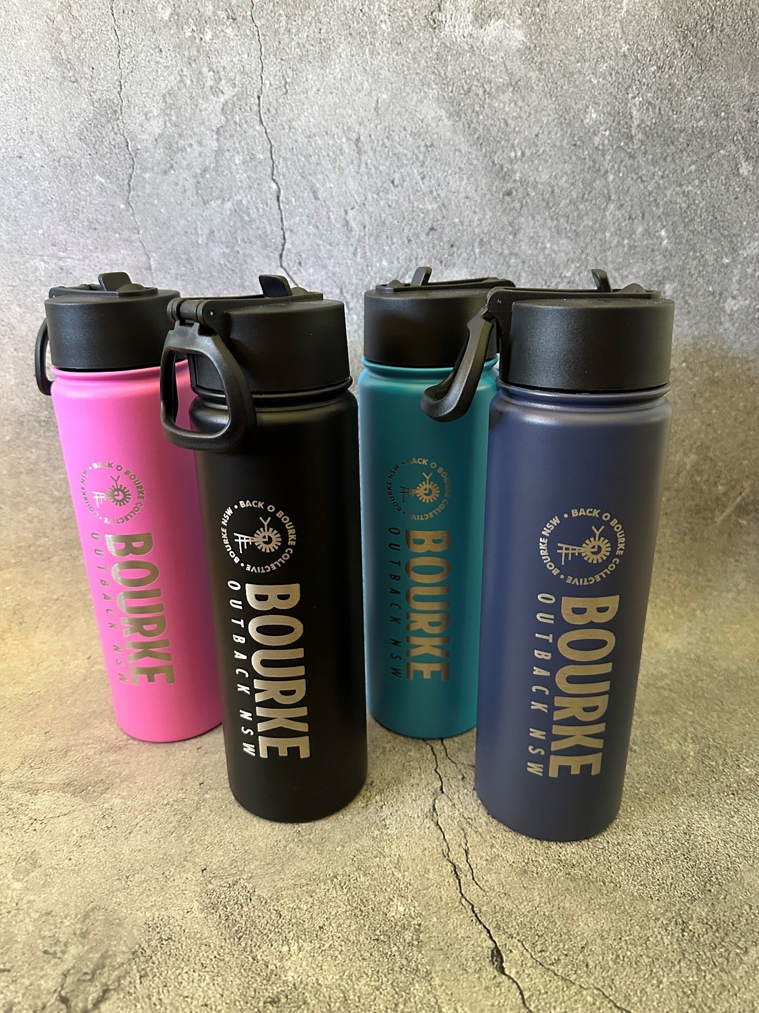 Bourke Bottle Flip Straw With Handle 650ml S/steel [clr:black]