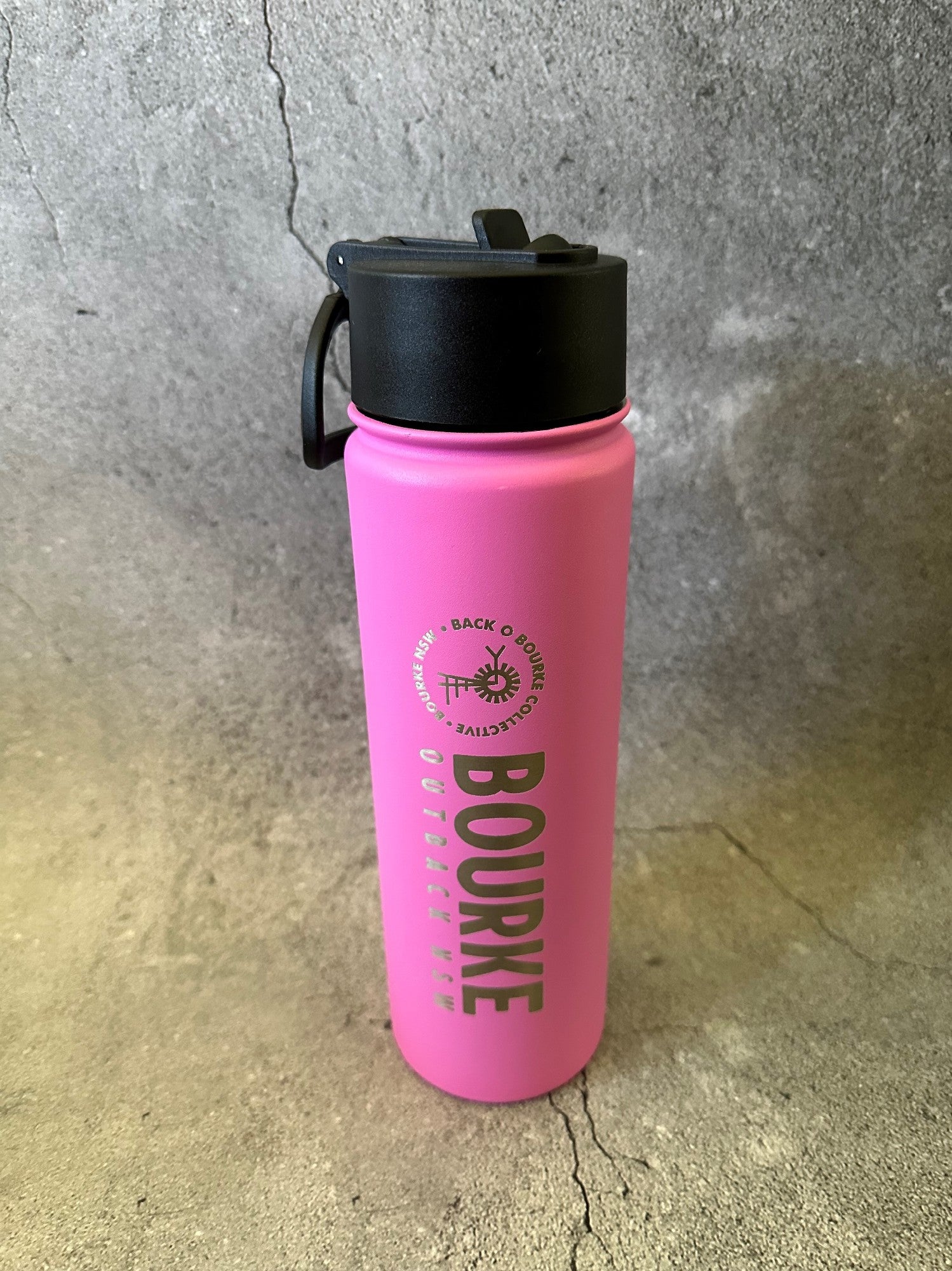 Bourke Bottle Flip Straw With Handle 650ml S/steel [clr:hot Pink]
