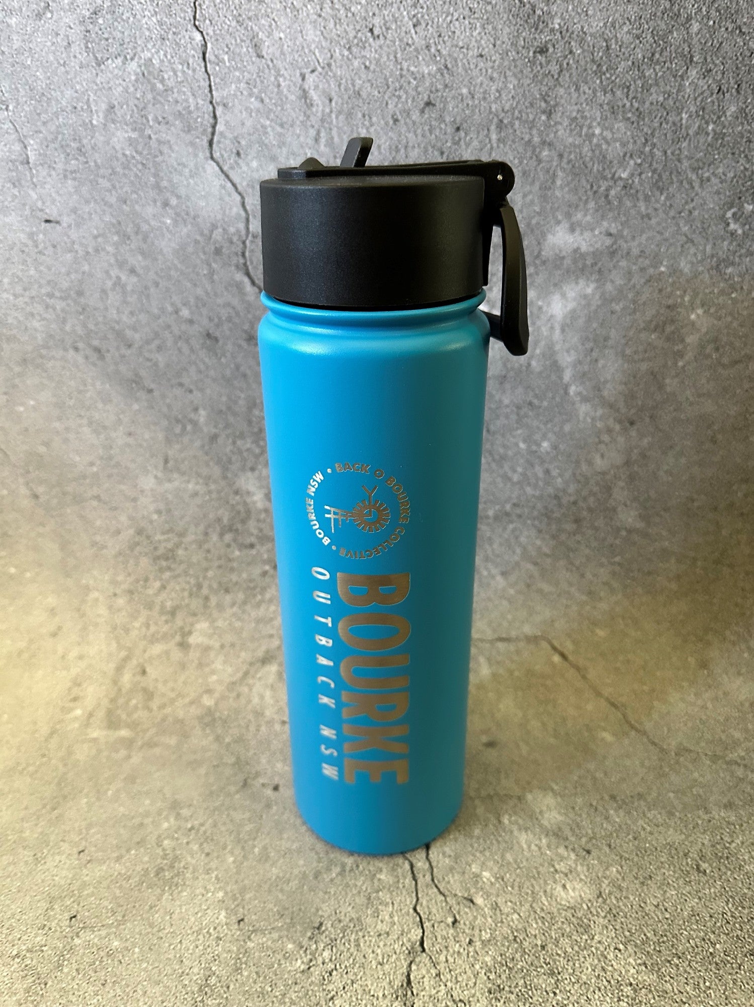 Bourke Bottle Flip Straw With Handle 650ml S/steel [clr:aqua]