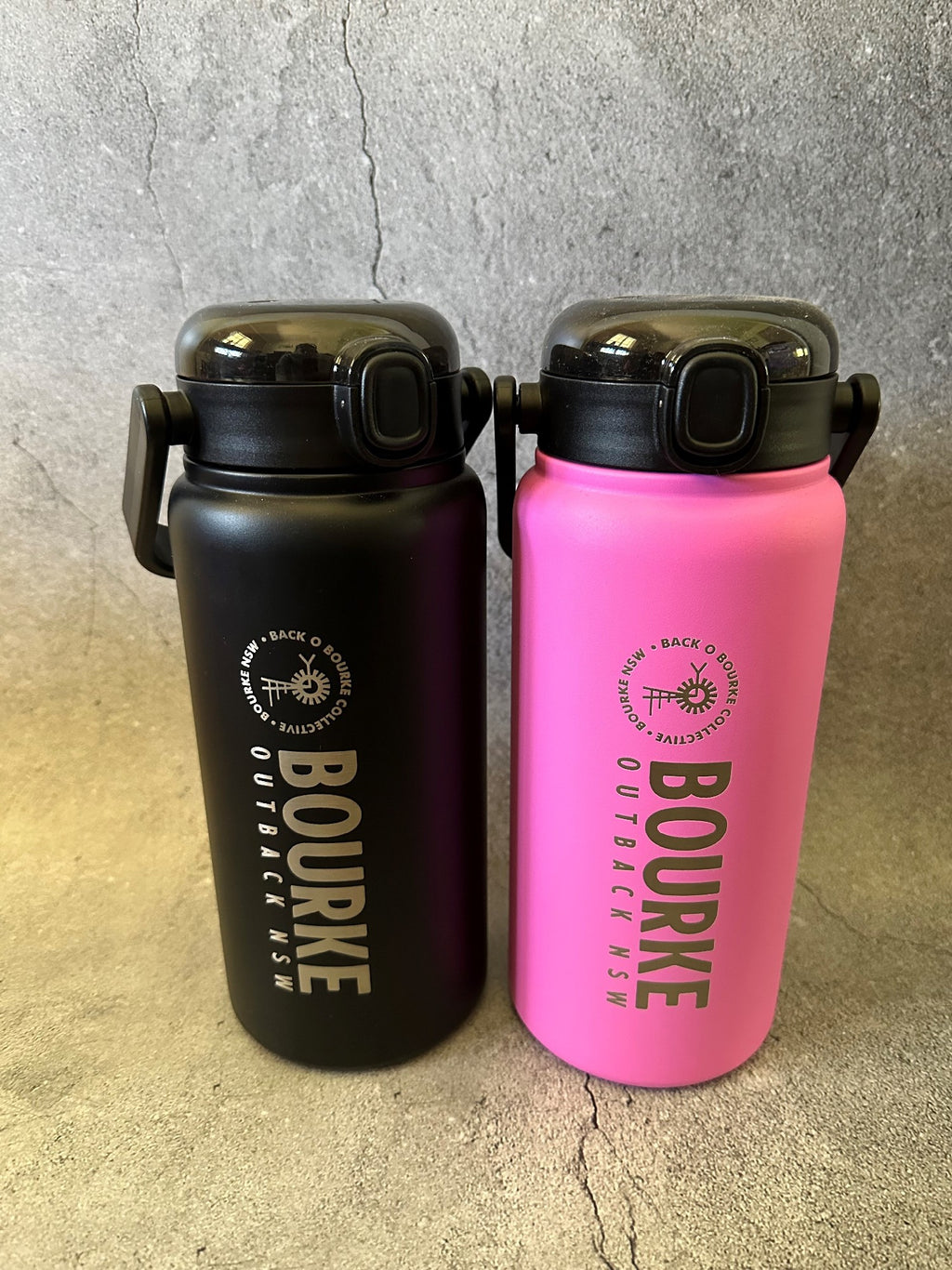 Bourke Guzzle Bottle With Straw 1.25 Litre S/steel [clr:black]