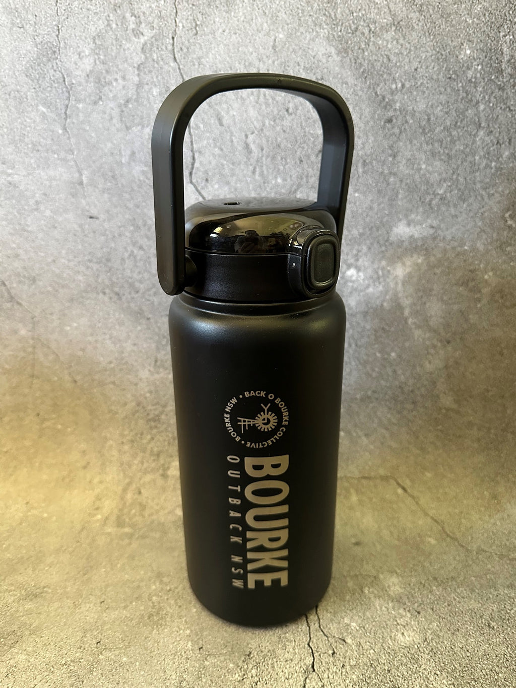 Bourke Guzzle Bottle With Straw 1.25 Litre S/steel [clr:black]