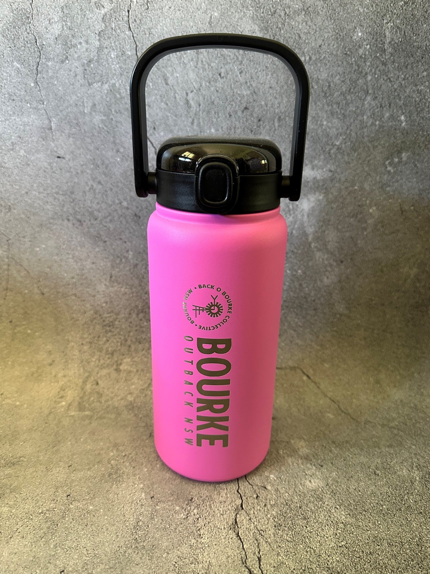 Bourke Guzzle Bottle With Straw 1.25 Litre S/steel [clr:pink]