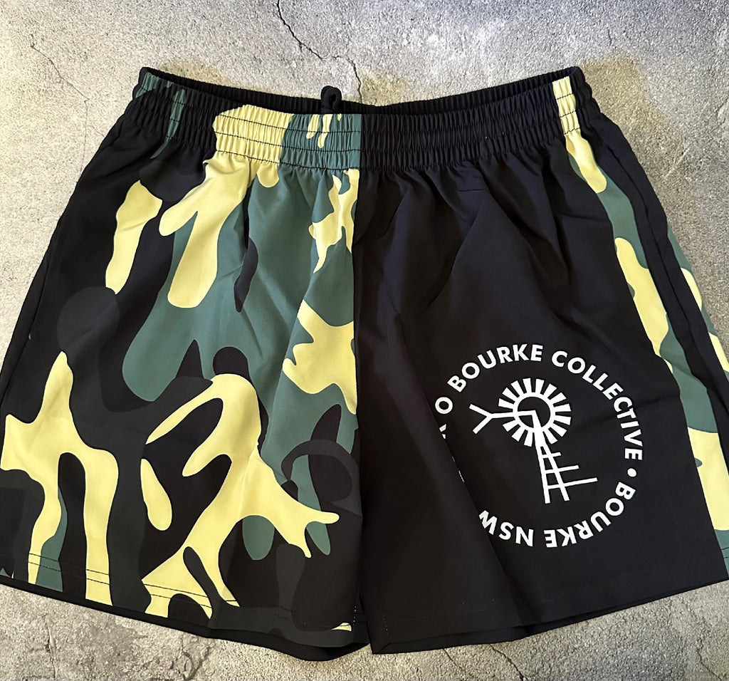 Bourke Casual Shorts Green Camo & Black [sz:s]
