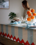 Loco Living Siesta Stripe Tablecloth In Blue/cream 3.2m