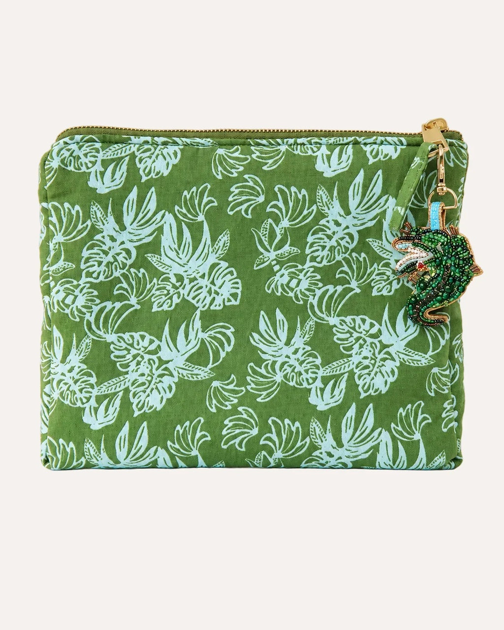 Loco Living Monstera Leaf Linen Cosmetic Body Bag