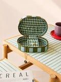 Loco Living Green Stripe Linen Jewellery Box