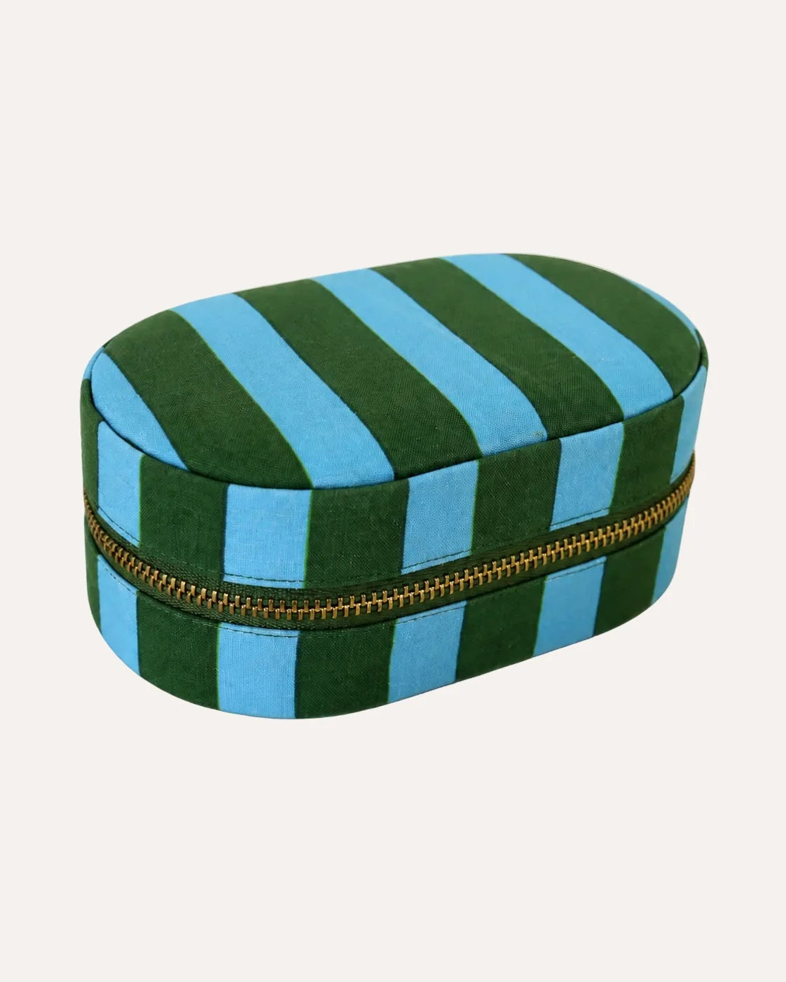 Loco Living Green Stripe Linen Jewellery Box