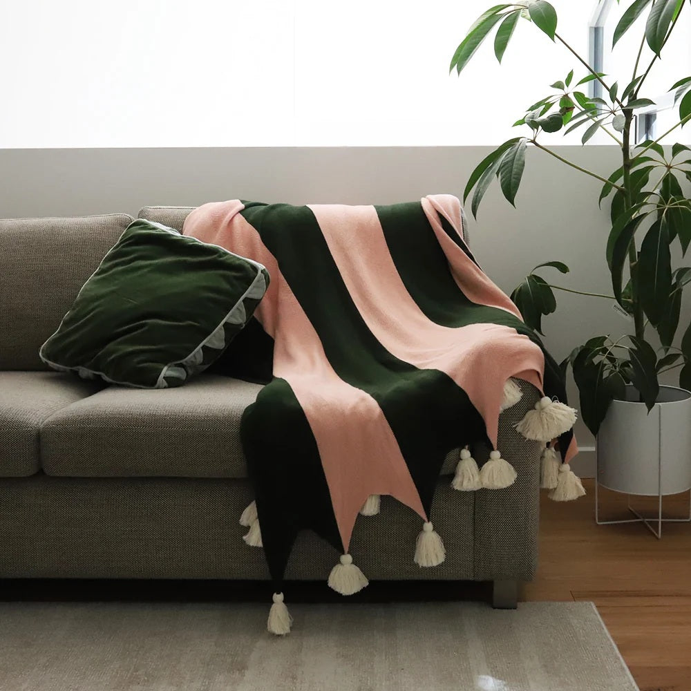 Loco Living Club Stripe Tassel Throw Blanket