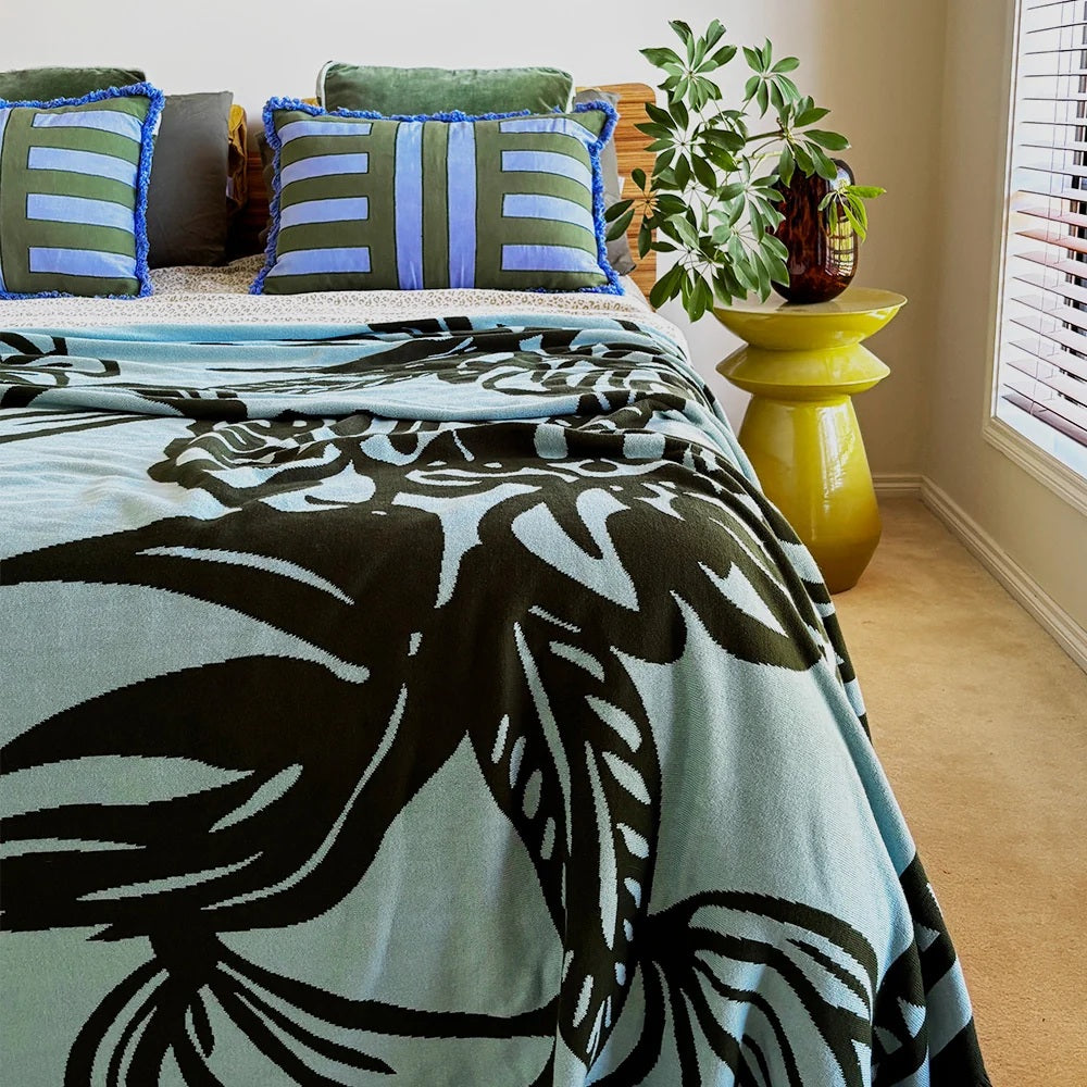 Loco Living Monstera Leaf Knit Throw Blanket